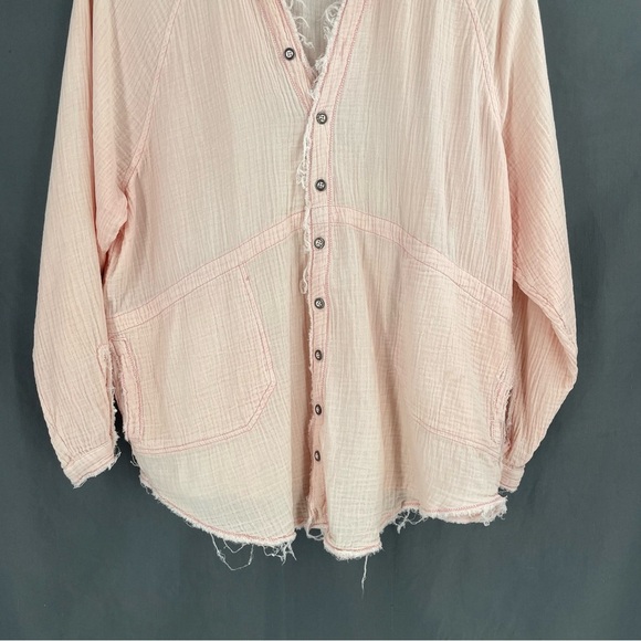 Free People We The Free Summer Daydream Buttondown Long Sleeve Oversized Tunic - Picture 10 of 13